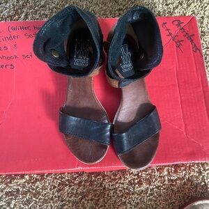 Miz Mooz Black and Brown Leather Sandals